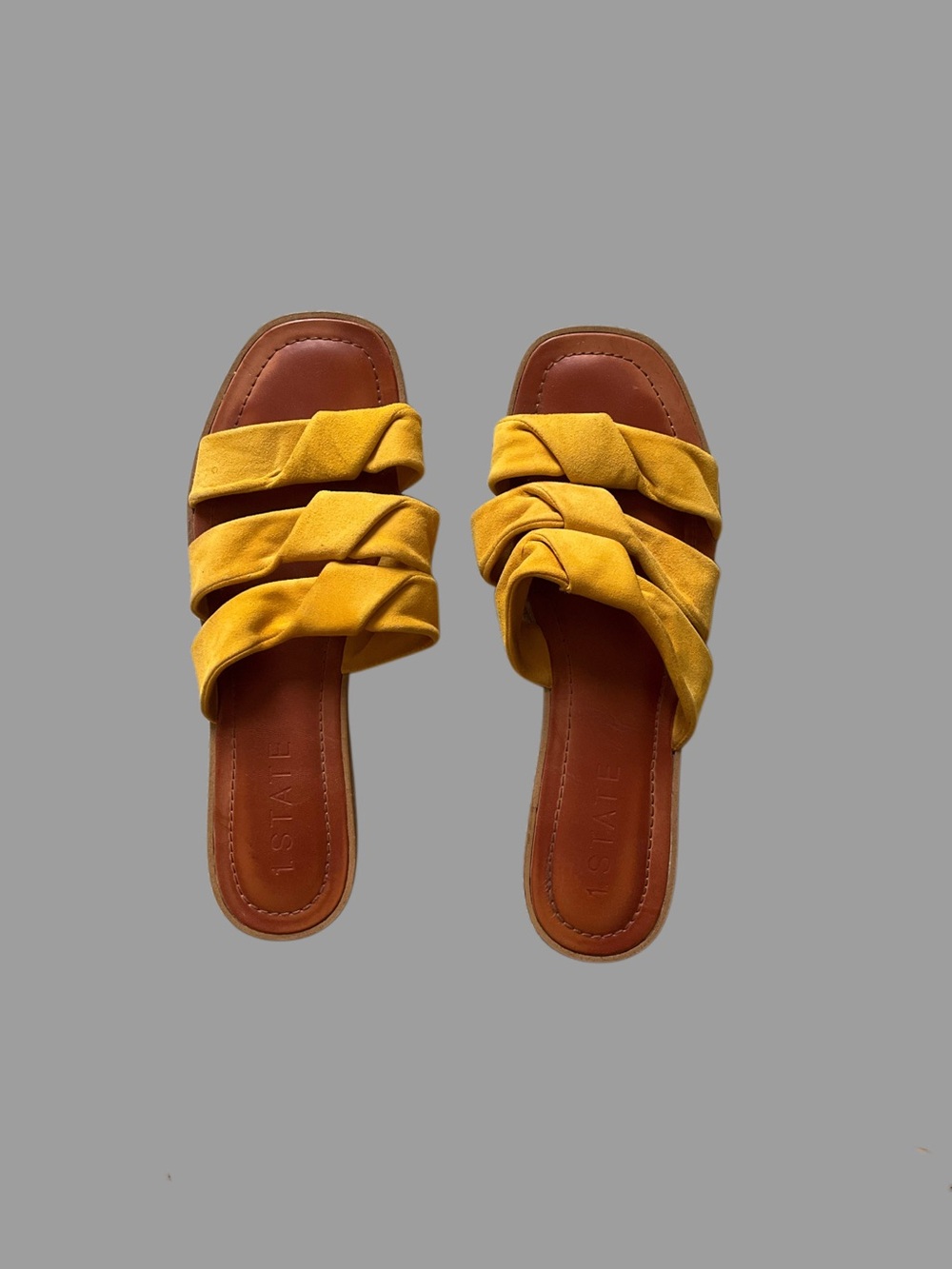 1. State Women's Yellow Knotted Strap Slide Sandals